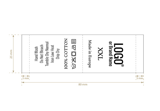 Etiqueta de composición con tamaño Modelo TC-M27