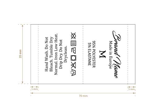 Etiqueta de composición con tamaño Modelo TC-M336