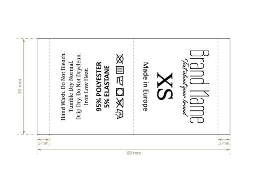 Etiqueta de composición con tamaño Modelo TC-M337